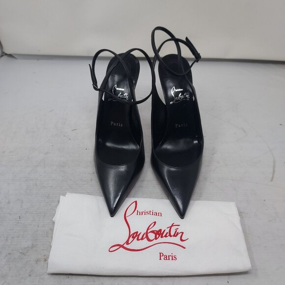 Christian Louboutin Black Strappy Condora Leather Heel Shoe - Picture 6 of 15